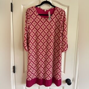 Geometric Pink and White Dress